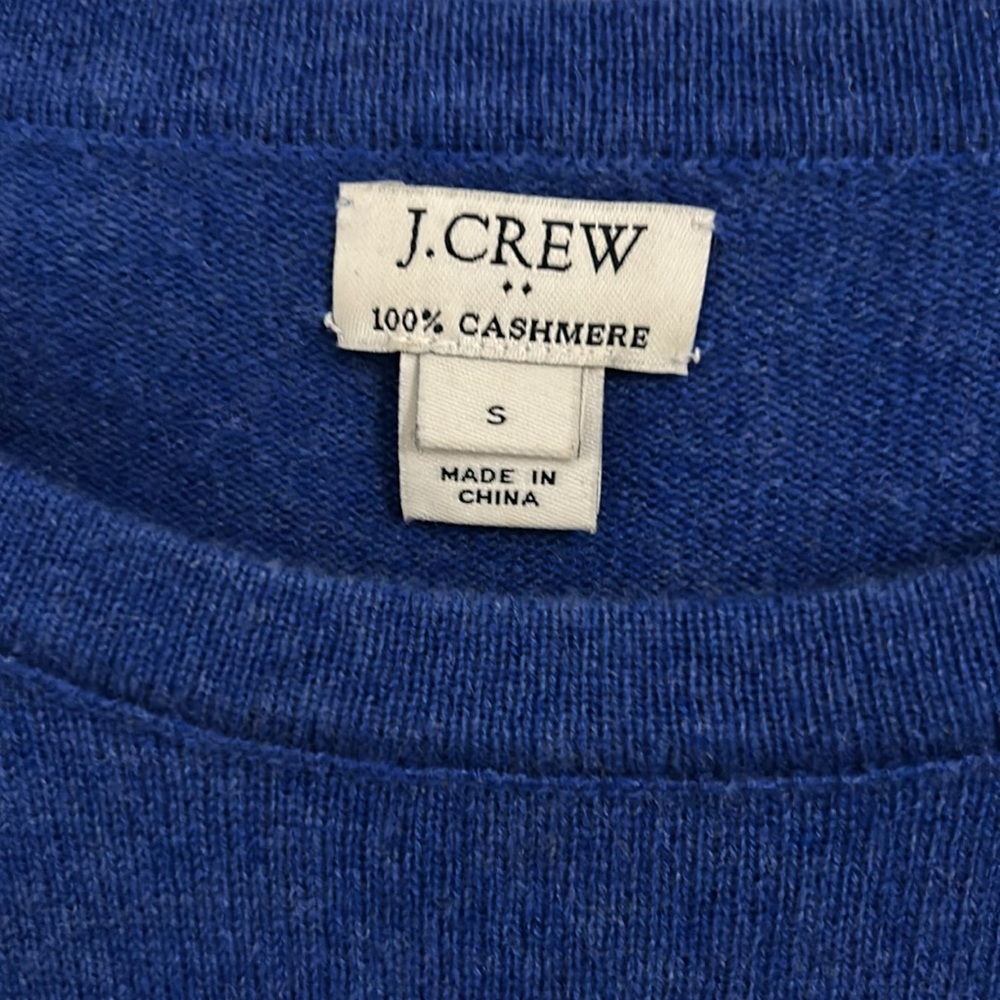 J. Crew Royal Blue Cashmere Crewneck Sweater - Picture 2 of 5